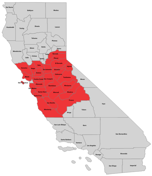 Alternative Energy Counties Served in California